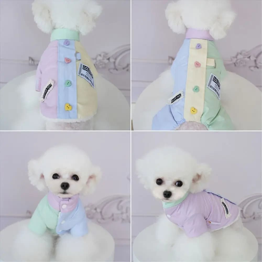 Imbracatura alla moda con fibbia Cappotto invernale caldo per cani Antivento Addensato per cani Quattro gambe Vestiti impermeabili per cuccioli Bipedal Abbigliamento invernale