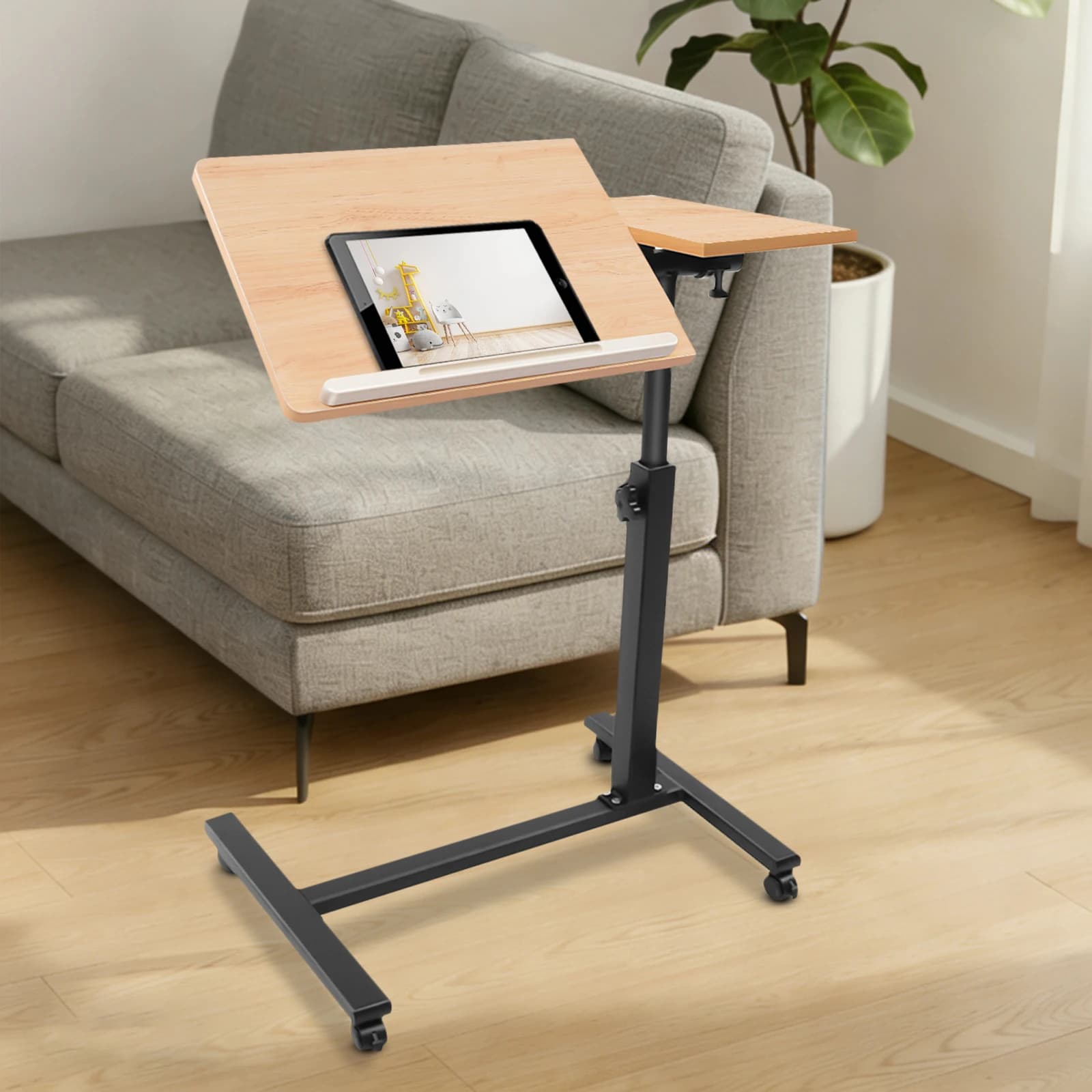 Scrivania per Laptop Regolabile in Altezza, Scrivania Mobile con Piano di Lavoro Portatile Separato per Casa e Ufficio