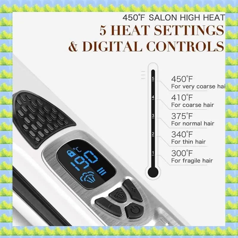 Professional steam hair plate for salon Nano titanium steam iron with removable comb White European Plug