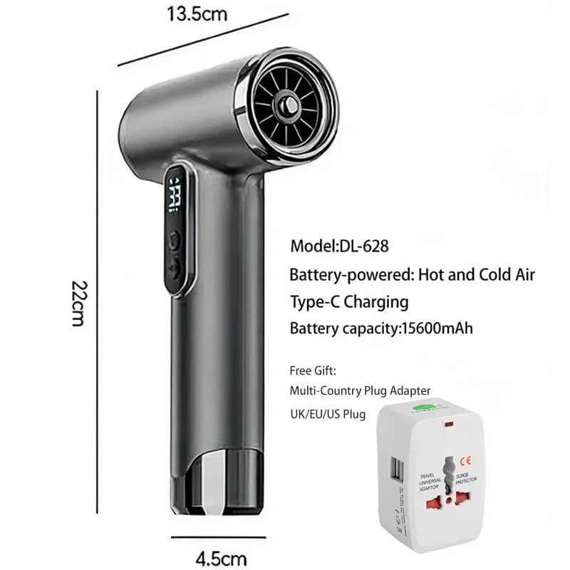 Wireless Hair Dryer, Battery Hairdryer, Portable Hair Dryer and Artworks, Intelligent Temperature Control