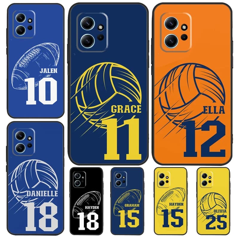 Custom name Football Volleyball Case for Xiaomi Redmi Note 11 12 10 Pro 8 9 Note 12S 11S 9S 10S Redmi 12C 9C 10C 12 Cover