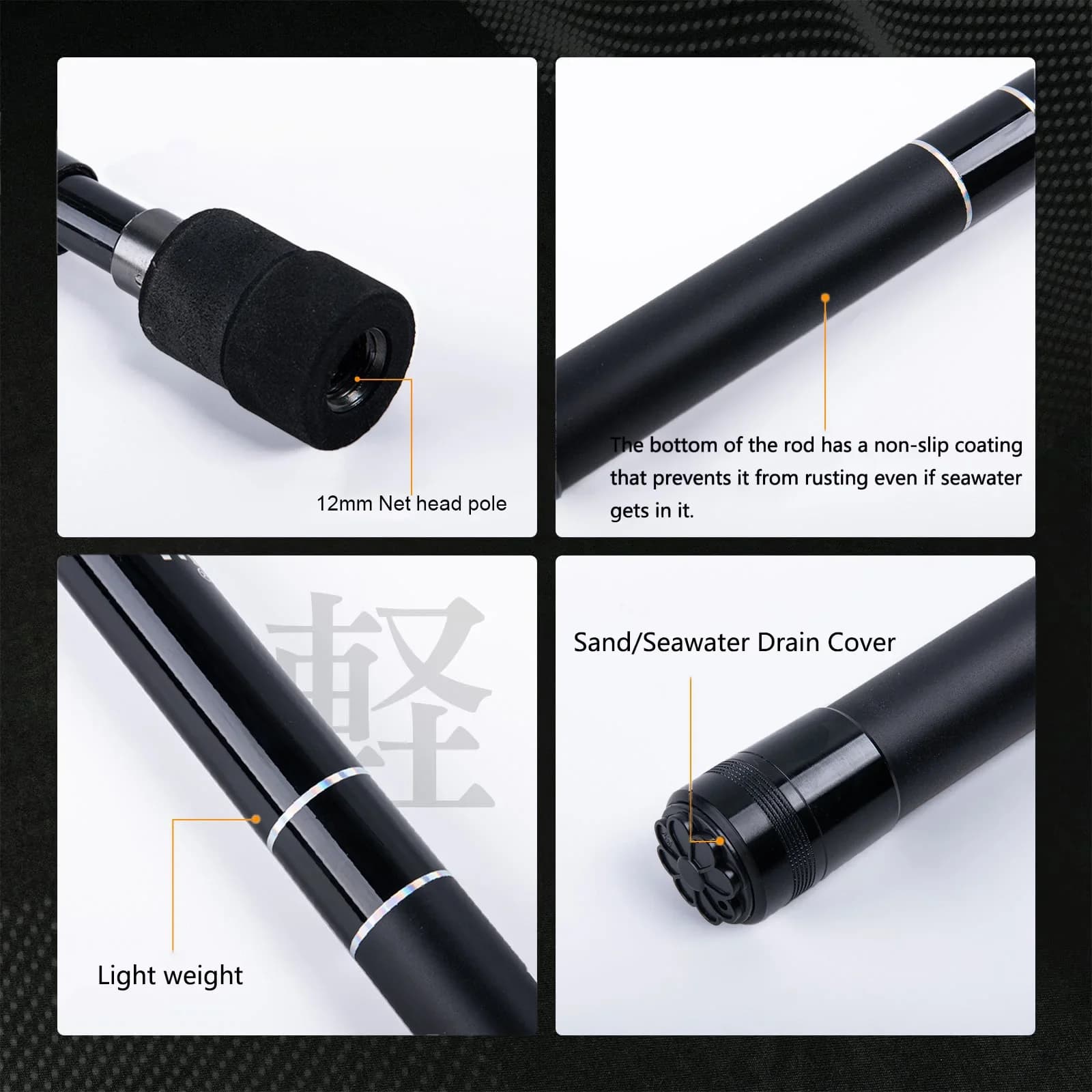 Portable Fishing Net Pole 2.1M 3.0M 3.9M Telescopic Extension Handle Rod Fish Catching Landing Net Fishing Tool