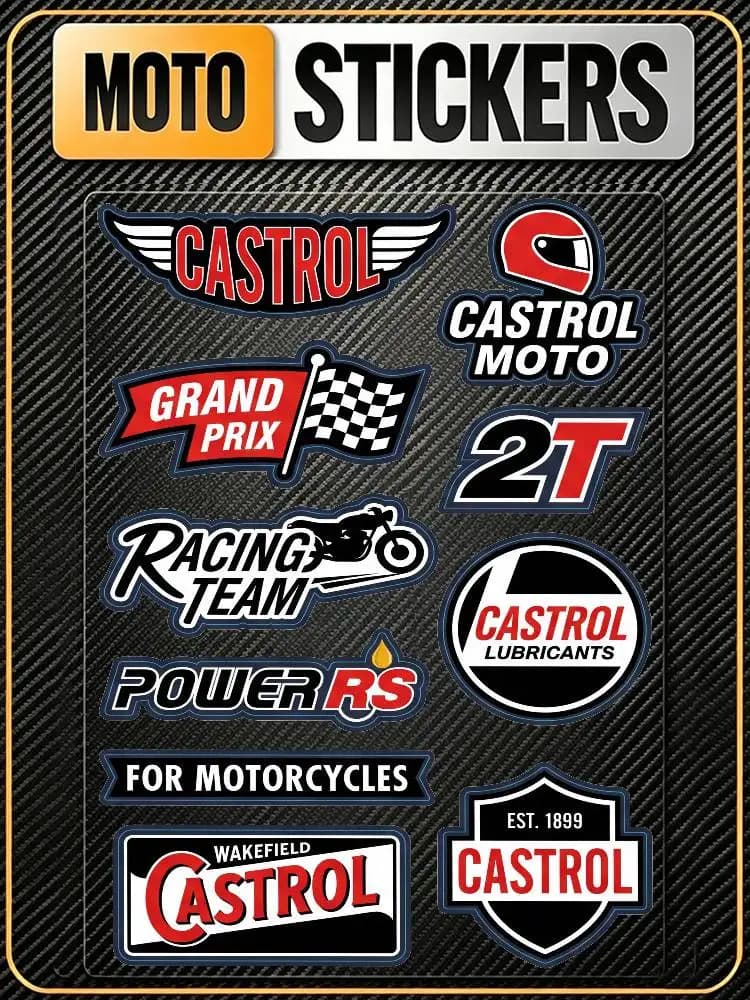 Adesivo Decorativo Riflettente Impermeabile Durevole FOR CASTROL, Copertura Antigraffio per Moto, Auto, Casco, Frigorifero, Bicchiere, Accessori