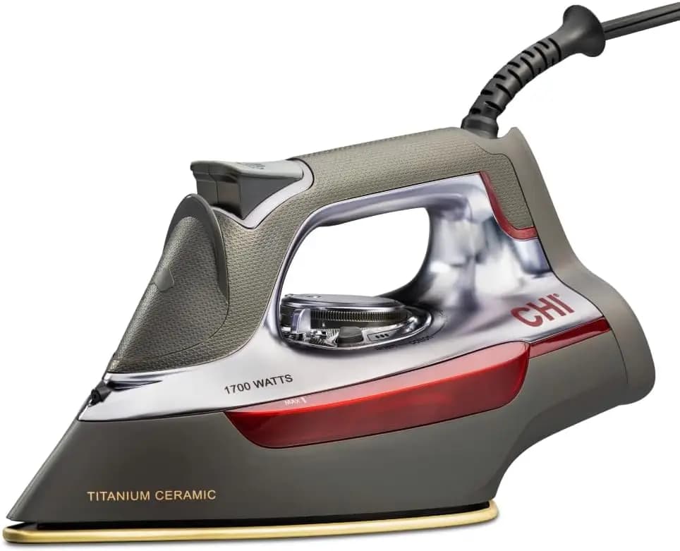 Ferro da stiro a vapore con oltre 300 fori per vapore potente, quadrante termico, 1700 W, cavo XL, spegnimento automatico, piastra in ceramica