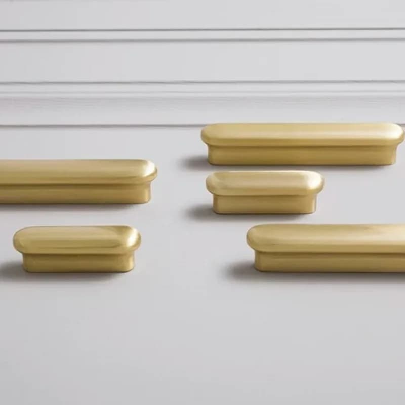 Maniglie in Ottone Massiccio Dorato per Armadi, Cassetti, Porte, Guardaroba e Mobili da Cucina - Maniglia Semplice per Mobili
