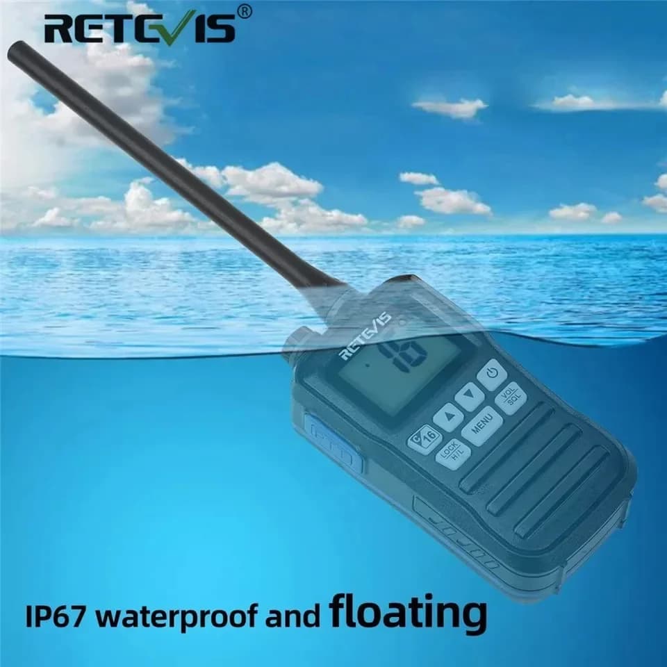 Retevis RM01 VHF Ricetrasmettitore radio marino IP67 Walkie Talkie portatile impermeabile Galleggiante Vessel Talk Radio bidirezionale per barca NOAA