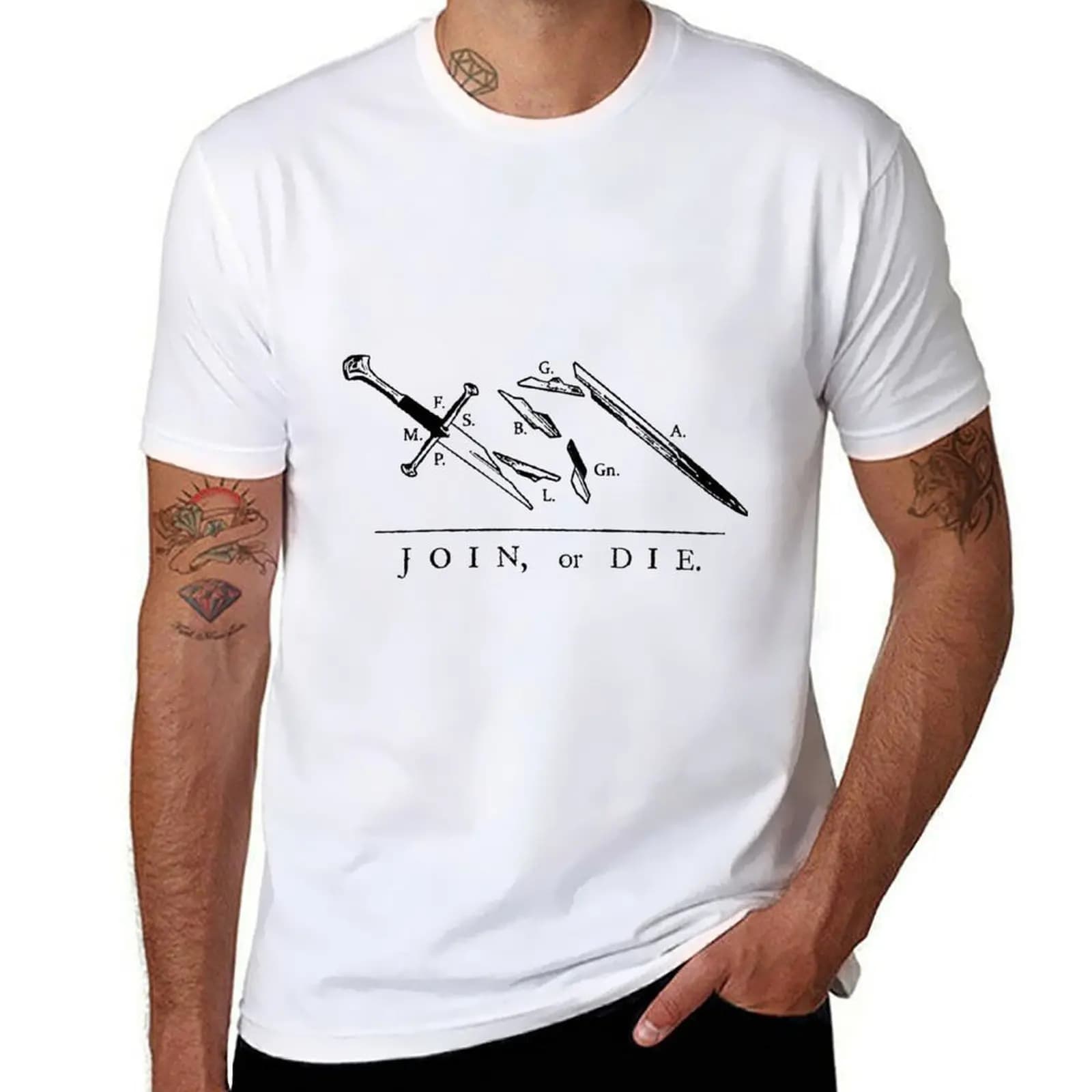 Join or Die // Fellowship of the Ring T-Shirt cotton t shirt man t shirt custom print T-Shirt