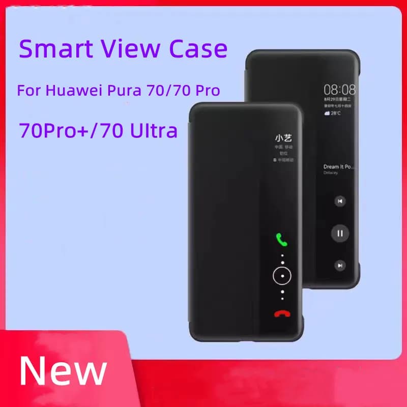 New Smart View Case For Huawei Pura 70 Pro/70 Pro+/70 UItra Auto Sleep Wake Up Flip Cover Luxury Leather Phone Shell Fundas Capa
