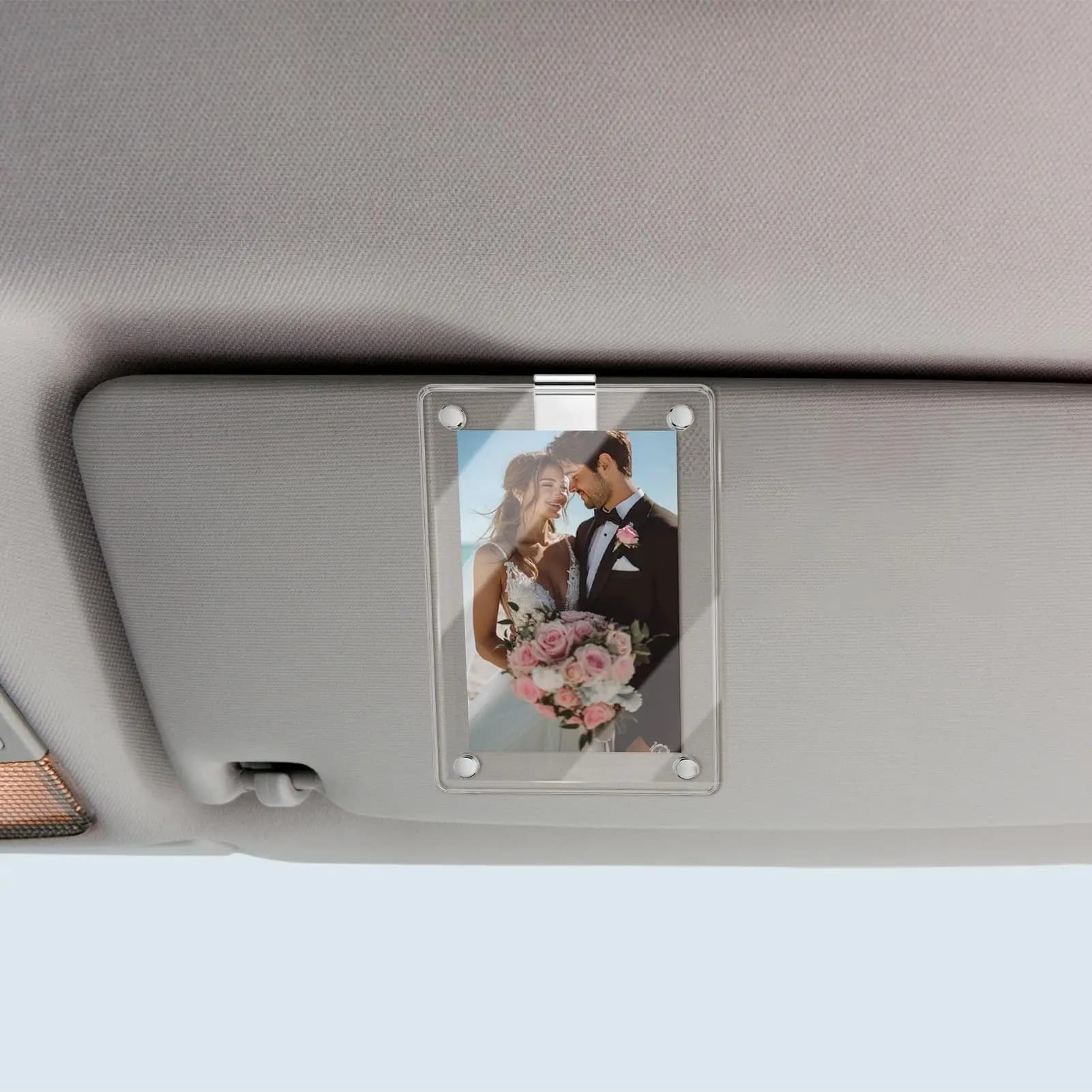 Visor Clip Photo Frame High-Clarity Acrylic Interior Decor Sun Visor Picture Clip Car Decor For Men Mom Dad Boyfriend Girlfriend
