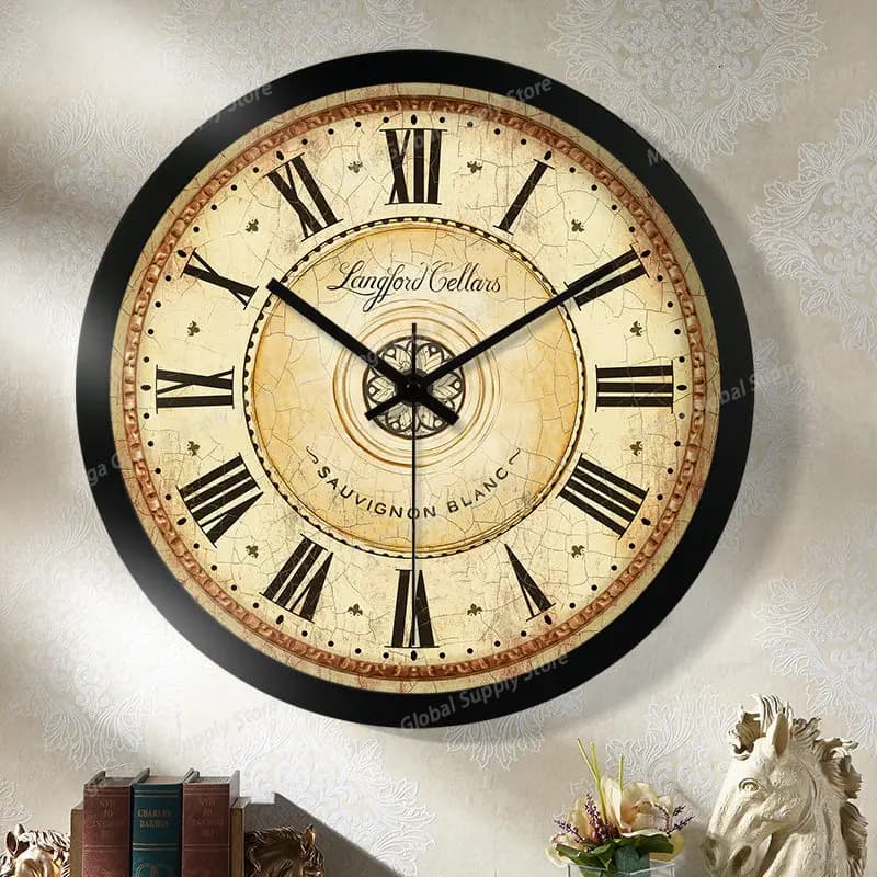 1PC American Watch Nordic Wall Clock Living Room Silent Quartz Silent Movement Creative Fashion Radio Wave Large Wall Clock