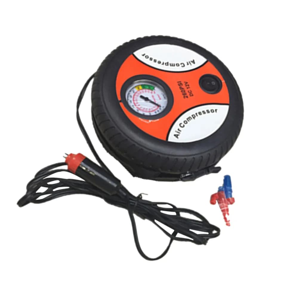 Mini Compressore d'Aria Portatile 12V per Auto, Pompa Rapida per Pneumatici con 3 Ugelli Visibili