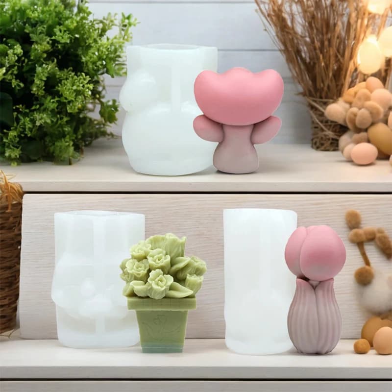 3D Paschal Silicone Tulip Mould Silicone Candle Print for Gesso Aromatherapy with Tulip Flower Embroidered DIY-To-te