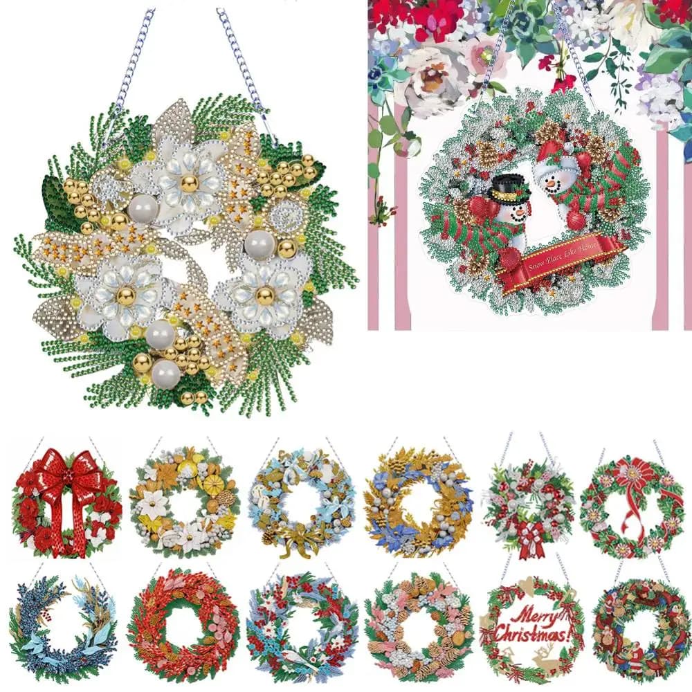 5D pittura diamante fai da te ghirlanda di natale punto croce diamante ricamo pittura regalo di capodanno decorazione natalizia della parete della finestra