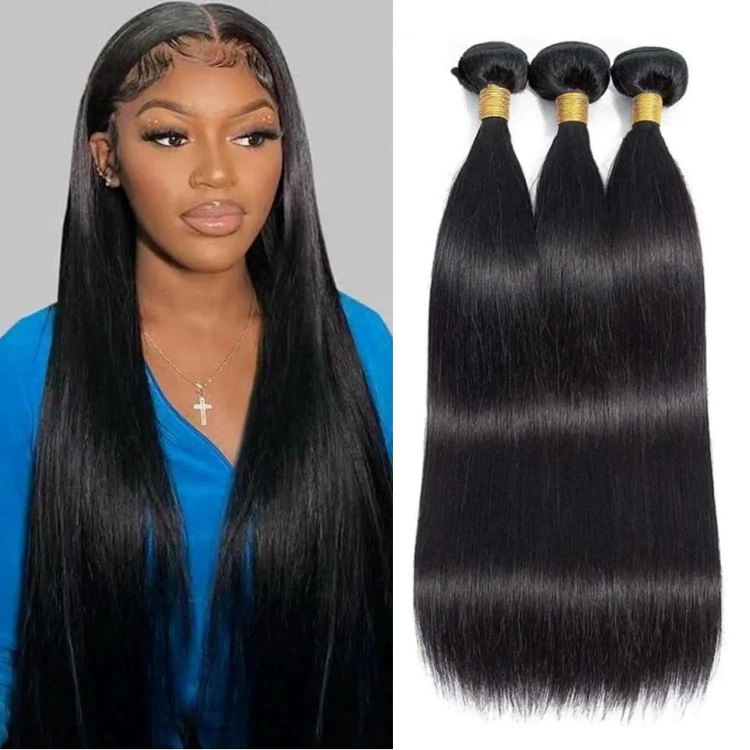 Smooth hair band with Peruvian bone affair smooth human hair bundles natural 8-32 inch raw human hair extensions for black women