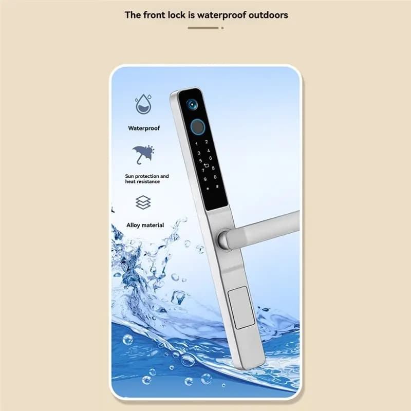 SQPP-Tuya Wifi Smart Door Lock con password per impronte digitali RFID Telecamera di accesso Campanello spioncino di sicurezza scorrevole