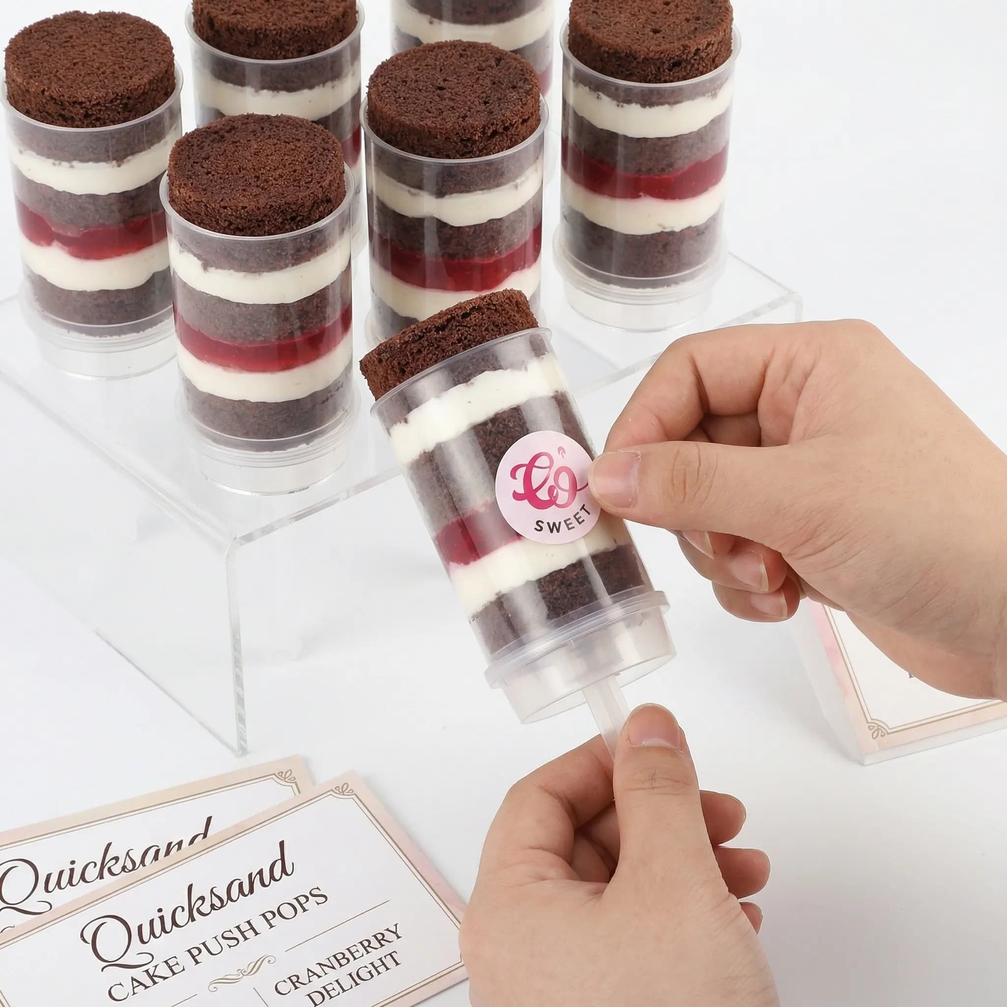 20 Pezzi Stampo Cilindrico per Torte, Contenitore per Dolci a Pressione, in Plastica Riutilizzabile per Alimenti, per Torte, Gelati, Gelatine, Cheesecake, Push-Up Shooter