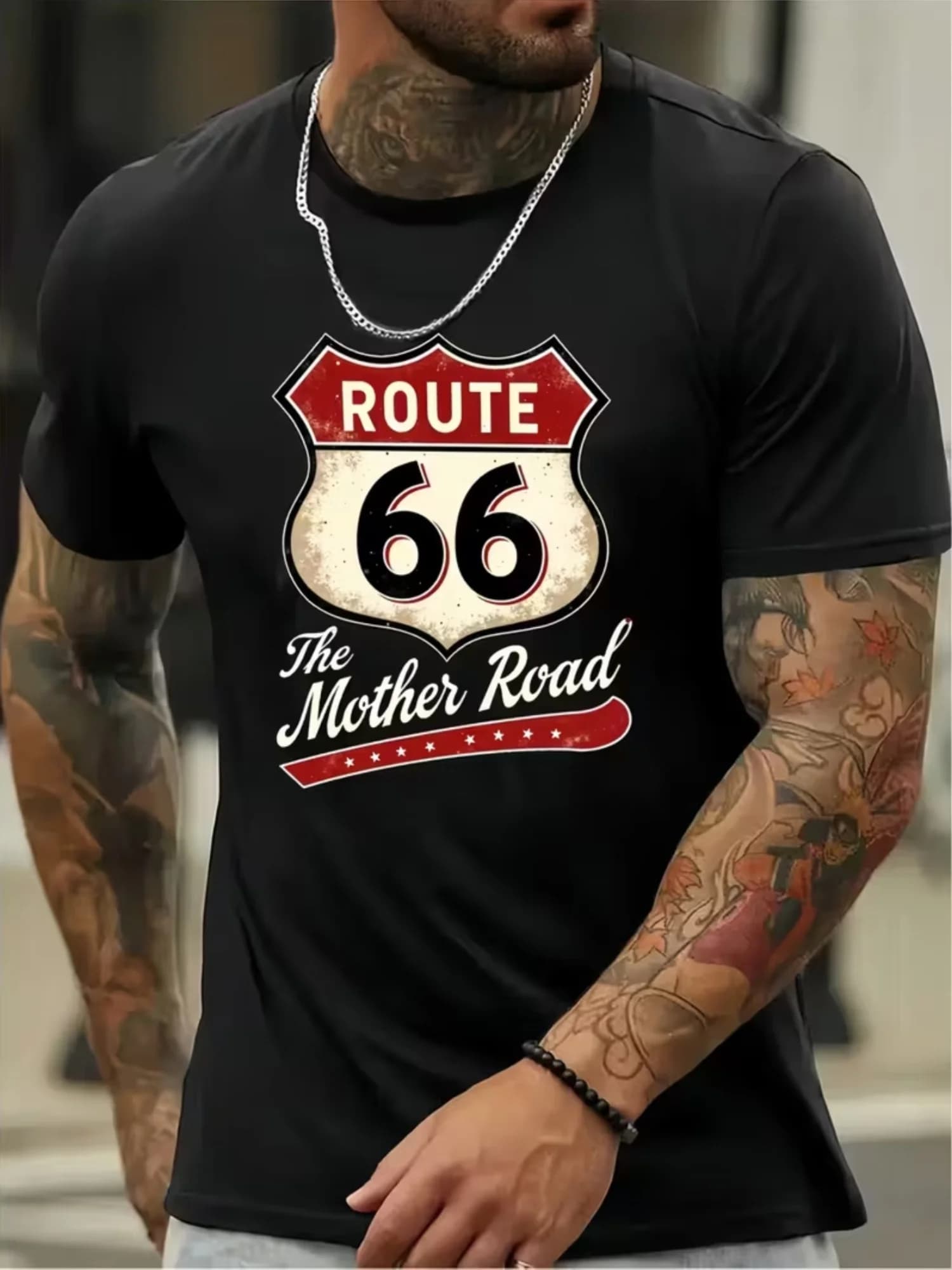 T-shirt Route 66, Tuta Estiva da Uomo, Maglietta a Maniche Corte con Collo Rotondo, Abbigliamento Sportivo Casual, Moda Harajuku Streetwear