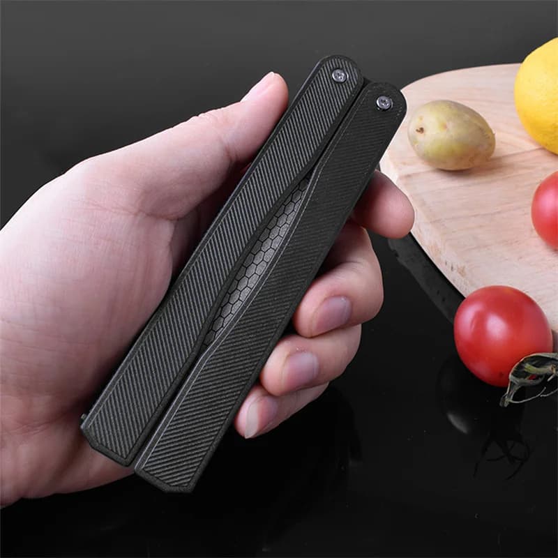 Portable Knife Sharpener Folding Diamond Double-sided Fan Shape Knife Scissors Sharpening Stone Kitchen Ceramic Sharpening