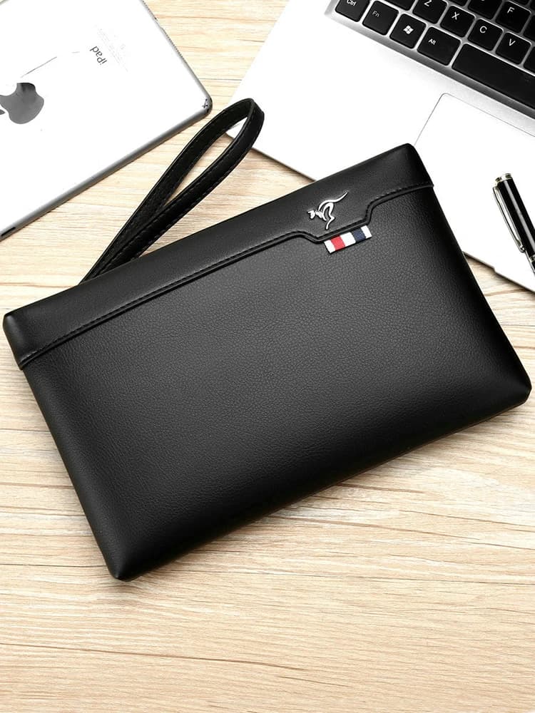 PU Leather Pouch Zippered Wallet Fashion Business Square Phone Case for iPad Handheld Bag Design Bag