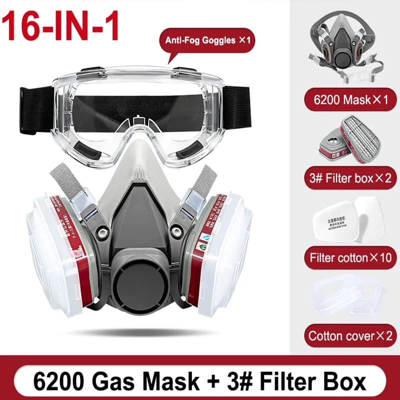 6200 Respiratore Maschera antigas Set Veicolo Verniciatura Spray Orgainc Acido Vapori Cartuccia Box 6001 6002 5N11 Filtri Mining a prova di polvere