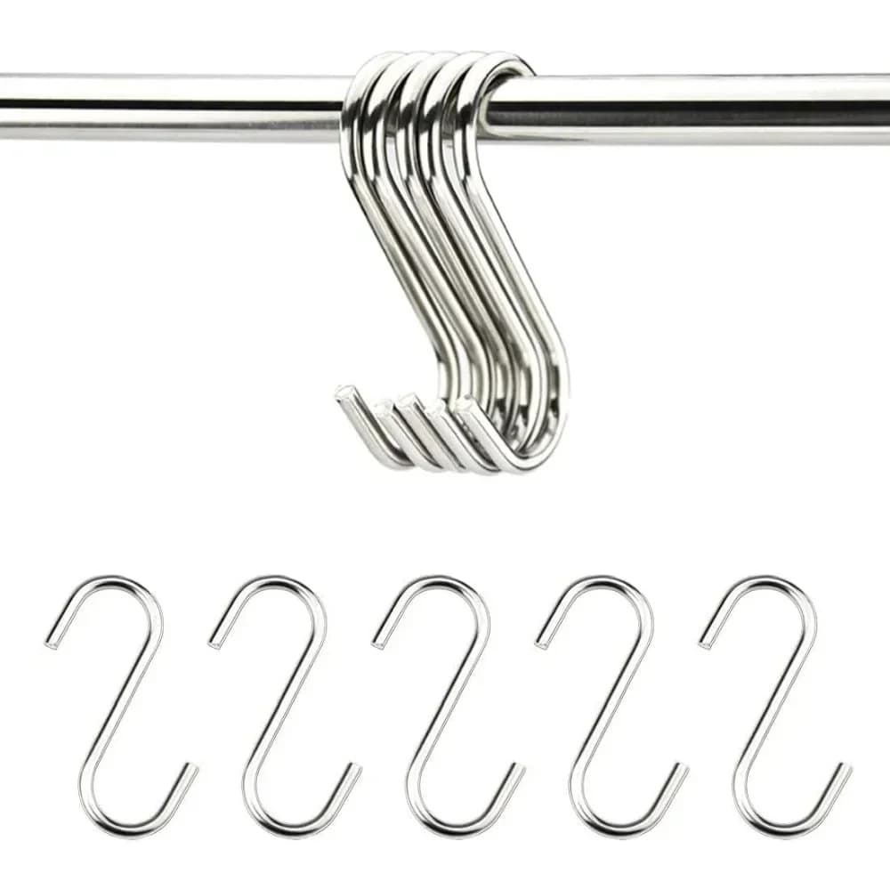 Set da 10 pezzi di ganci a forma di S in acciaio inossidabile resistenti, utilizzati per appendere cucine, camere da letto e soggiorni (5 cm)