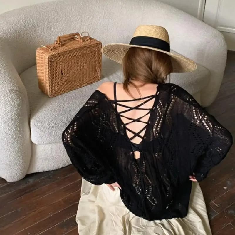 Fashion Trendy Hot Girl Knitted Hoodie Women's Autumn Outerwear 2026 New Girl Y2K Backless Tops Comfortable and Versatile