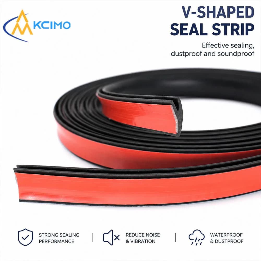 V Shaped Car Seal Strip Self Adhesive Rubber Weather Stripping Waterproof Soundproof Dustproof Auto Door Seal 1Pc