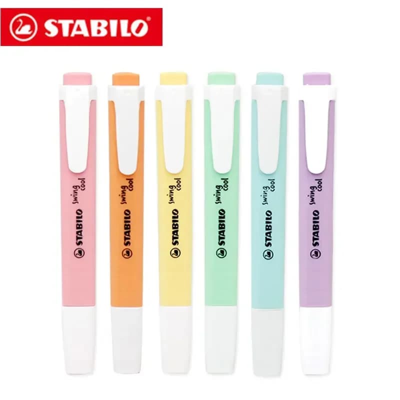 STABILO Nuovo 275 Evidenziatori Pastello Marcatori Cigno Altalena 6 Colori Testo Unico di Messa A Fuoco Marcatore Penne per la Scuola Ufficio 1Pcs