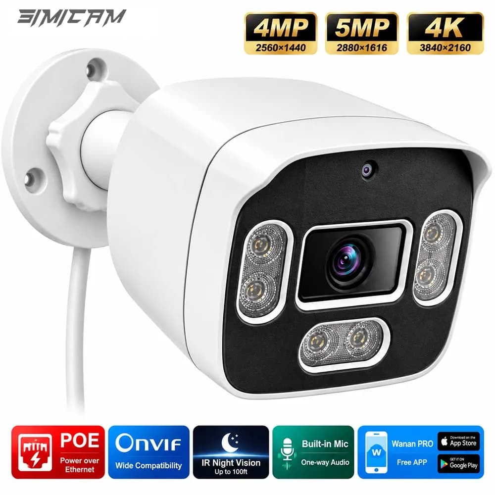 4K 8MP 5MP 4MP PoE IP Camera Outdoor Security Camera ONVIF CCTV Surveillance Camera IP67 Waterproof Night Vision Audio Cam