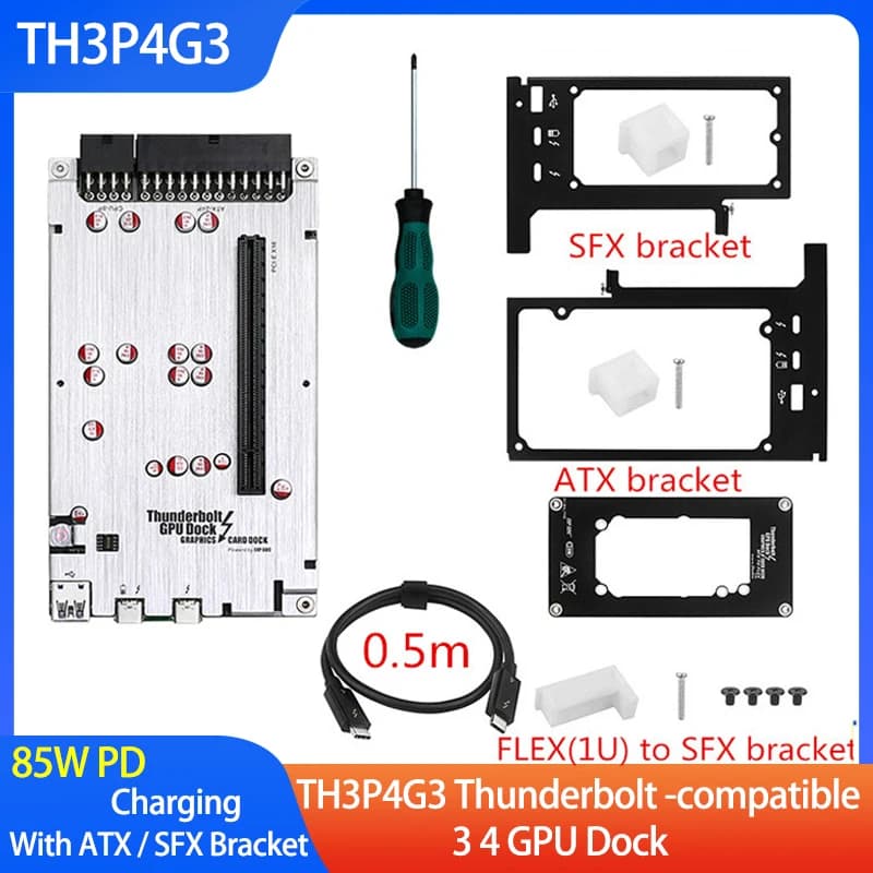 TH3P4G3 Dock GPU compatibile con Thunderbolt 3 4, ricarica PD da 85 W con staffa ATX/SFX per notebook compatibili con Thunderbolt 3 4