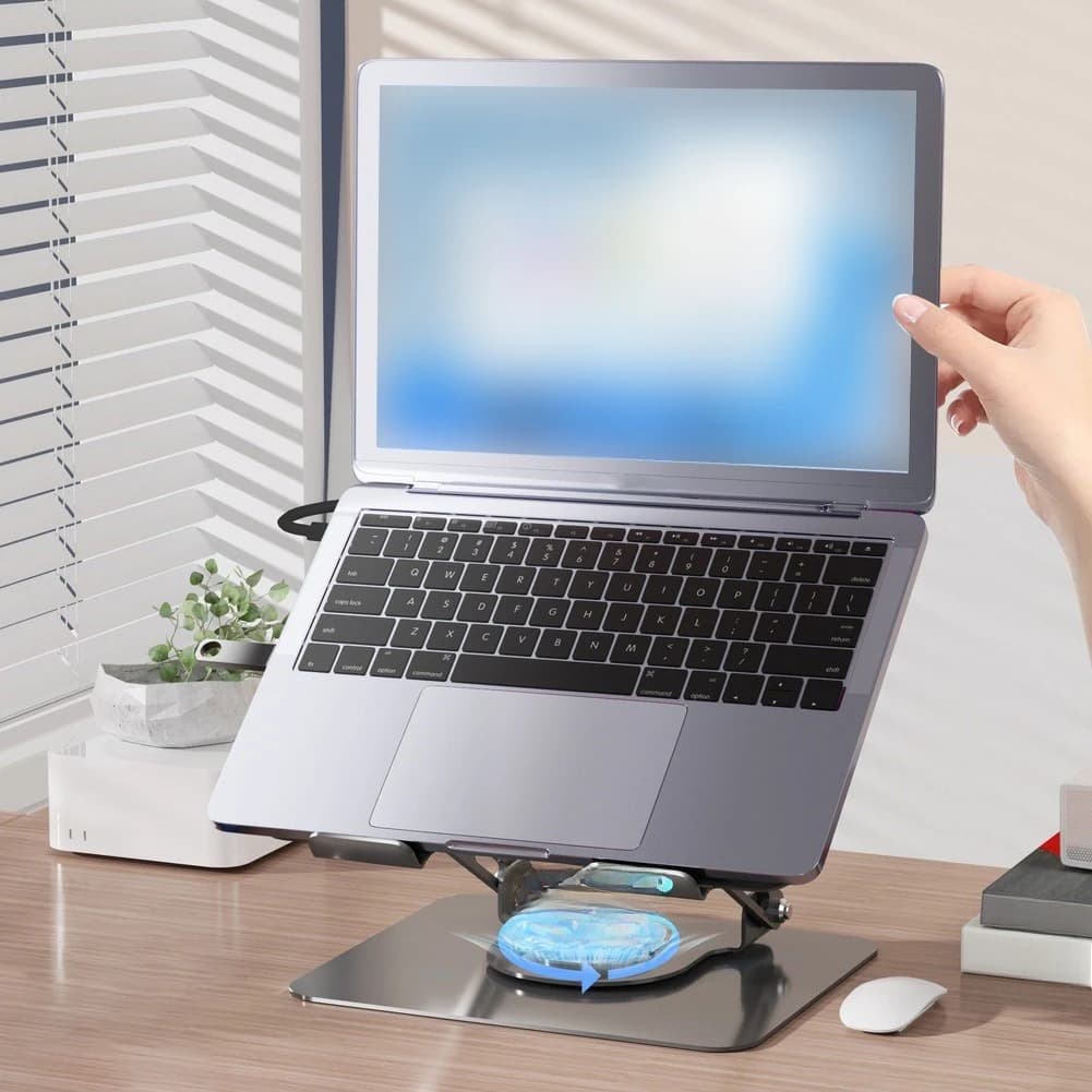 7-in-1 Docking Station Laptop Stand 360° Rotating Dual-axis Aluminum Bracket Adjustable Height Cooling Desk Riser For Laptop