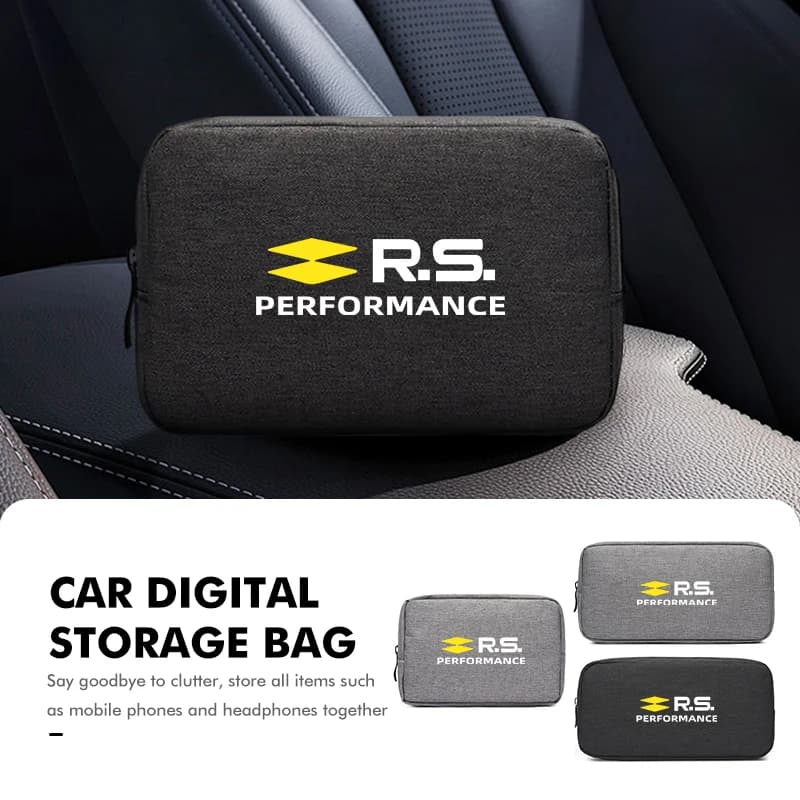 Car Logo Digital Storage Bag Waterproof Data Cable Organizer Bag For Renault RS Sport Megane 3 4 2 Clio 5 Line Sandero Scenic