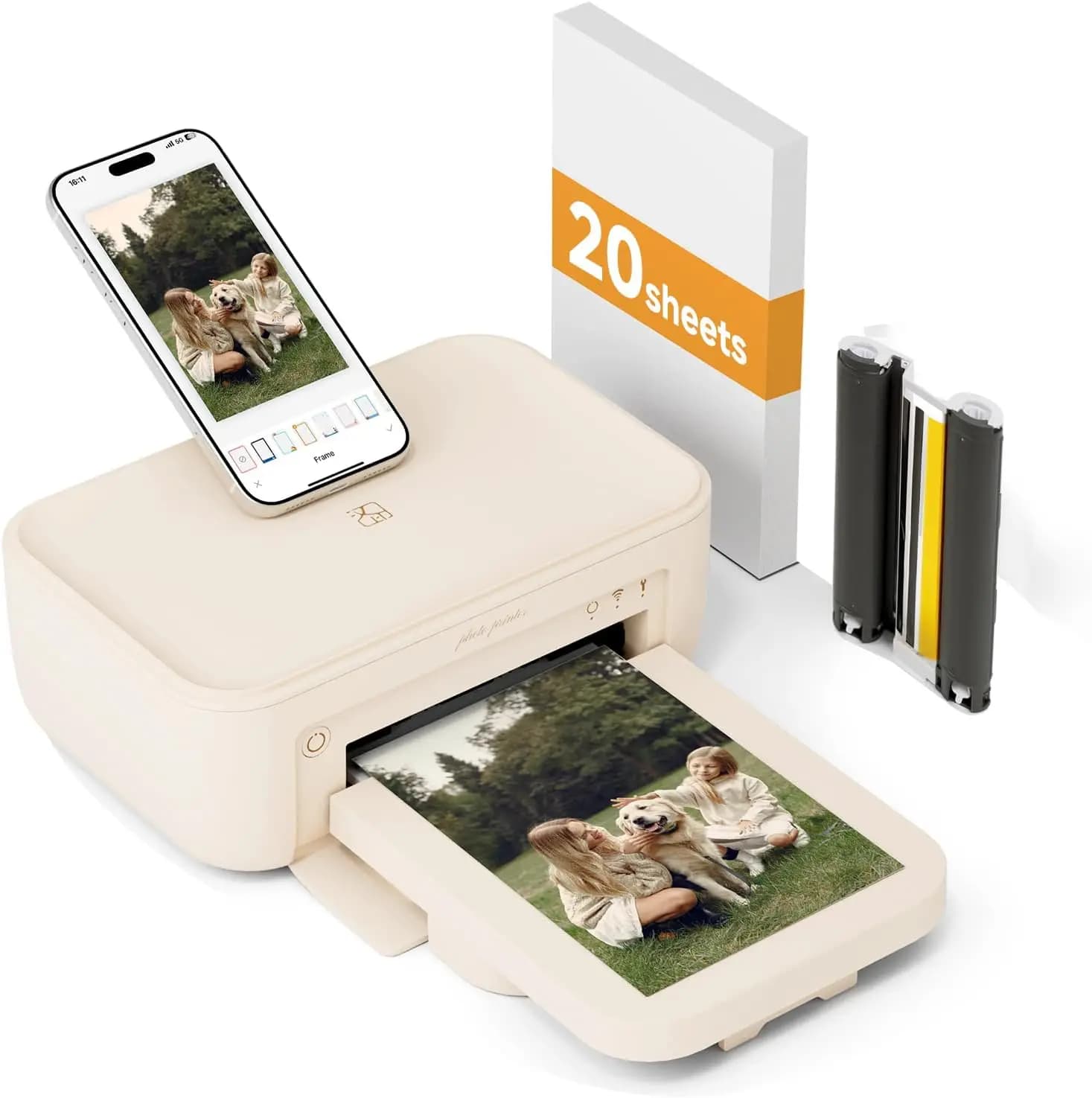 Stampante Fotografica Wi-Fi 4x6" per iPhone e Smartphone Android, Sublimazione Termica per Uso Domestico con 20 Fogli di Carta e Cartuccia