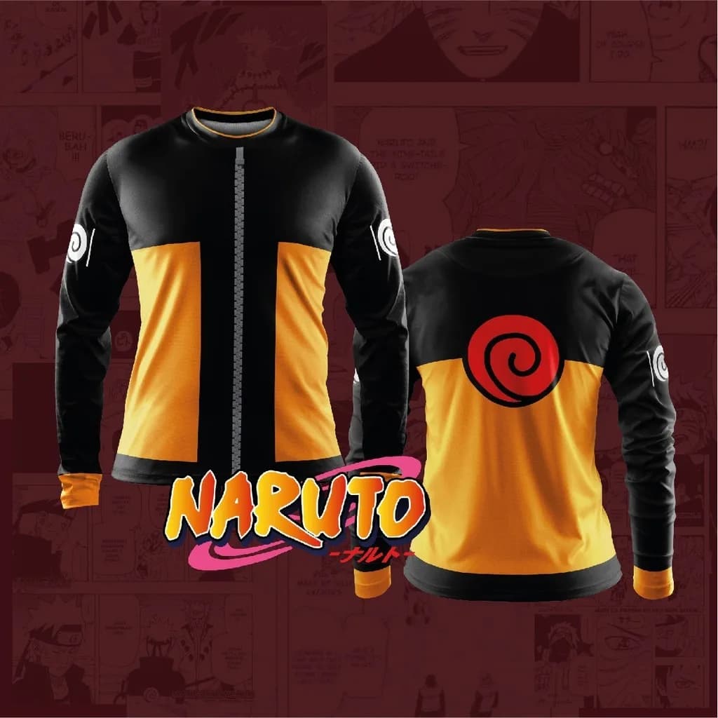 Shippuden Naruto Uzumaki Abbigliamento classico per adulti e bambini T-shirt a maniche lunghe per famiglie, estiva, traspirante, ad asciugatura rapida, casual, streetwear
