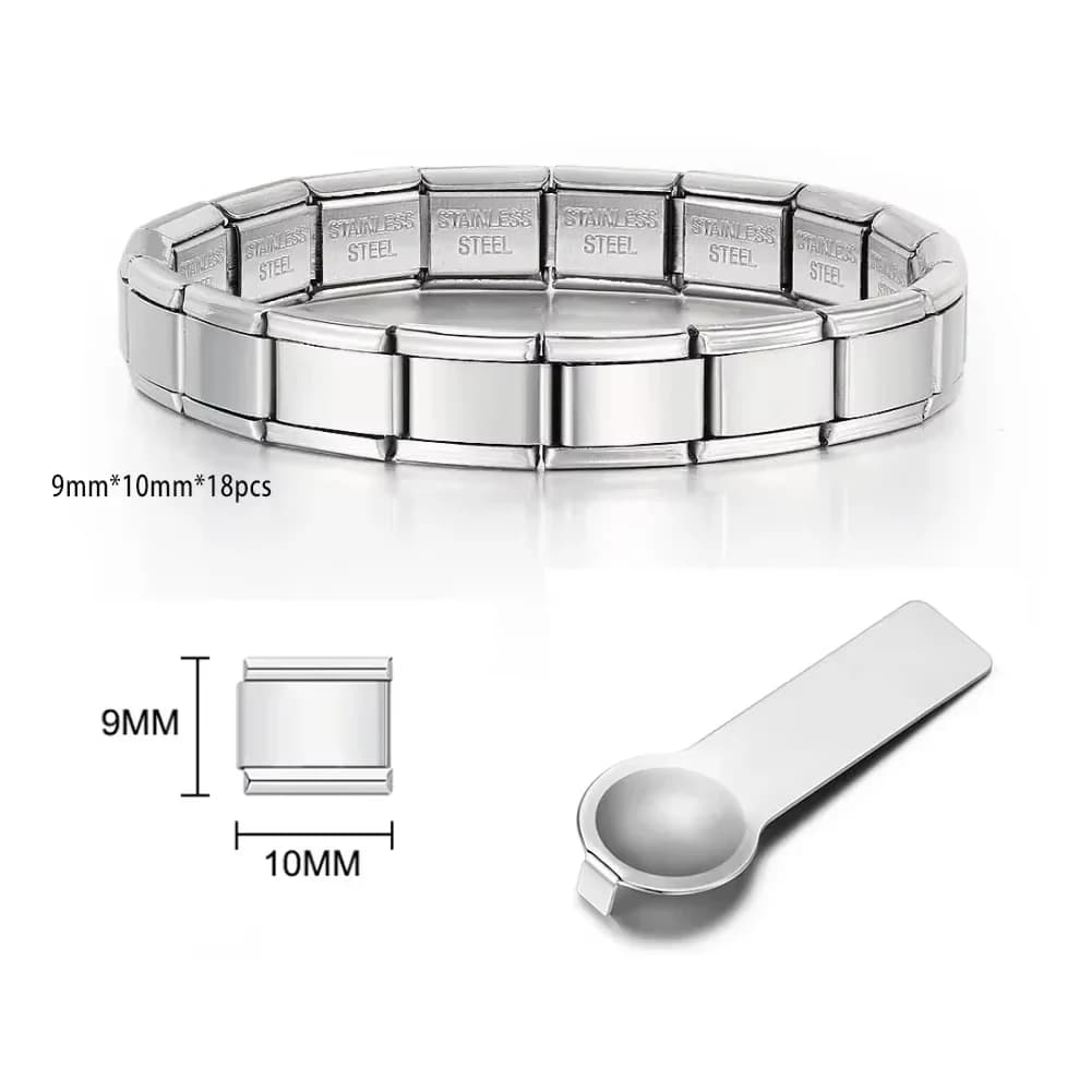 Collegamento con ciondolo italiano per donna uomo 9 mm di larghezza catena color argento oro bracciale in acciaio inossidabile a portata di mano fai da te che realizza gioielli all'ingrosso
