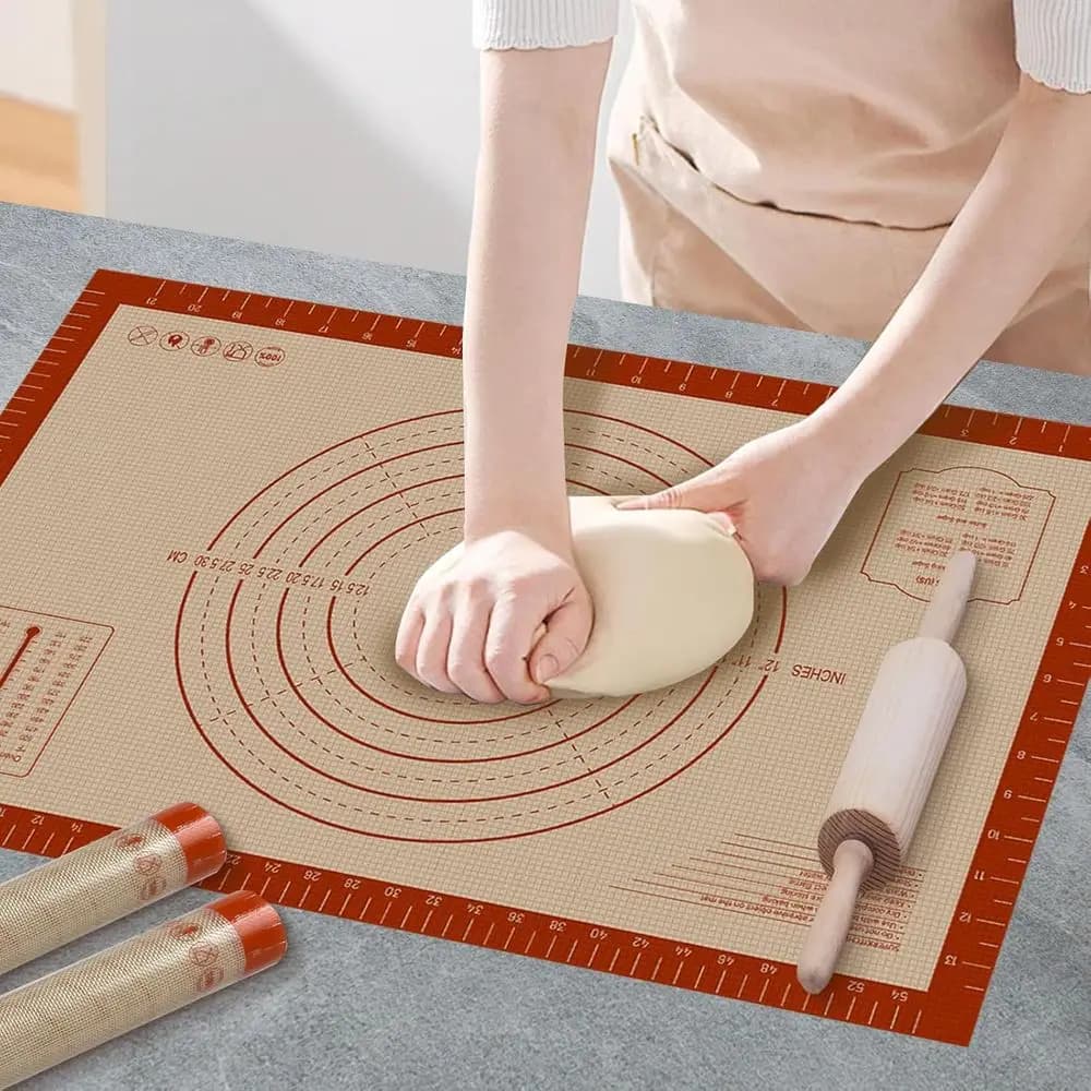 Thick Silicone Pastry Mat, 24x16, Non-Stick Dough Rolling Surface with Measurements for Baking Bread, Pizza, and More