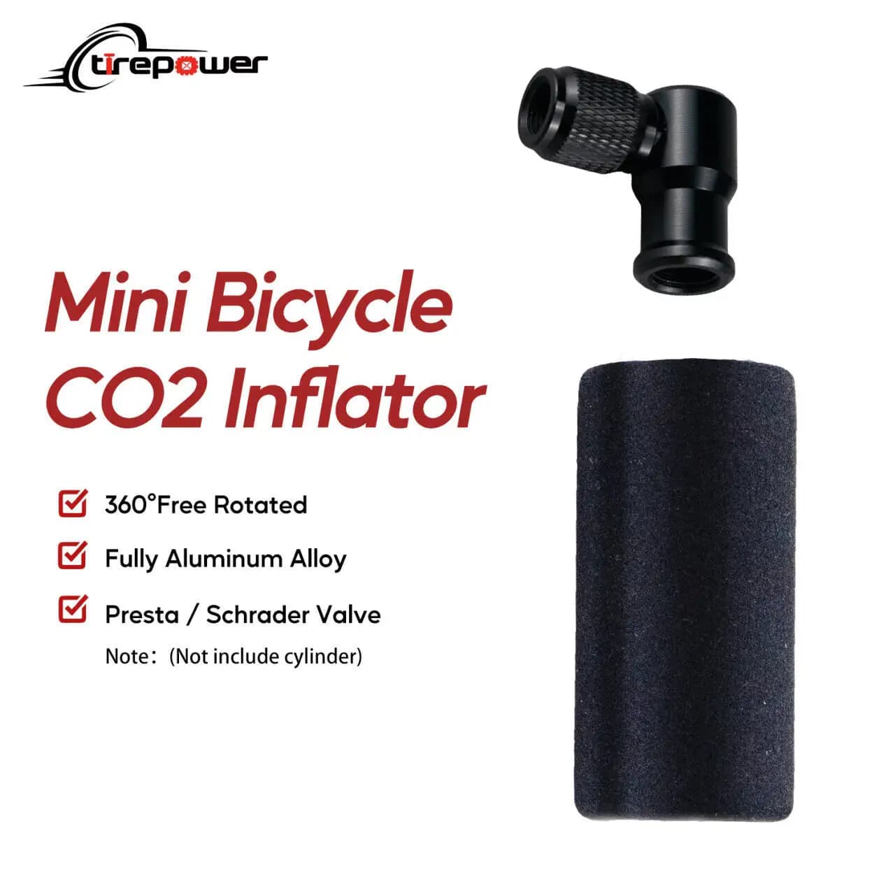 Pompa CO2 per bicicletta Adattatore Schrader Presta Pompa bici Gonfiatore Tubo per pneumatici in lega di alluminio Mini pompa a mano SENZA cartuccia CO2