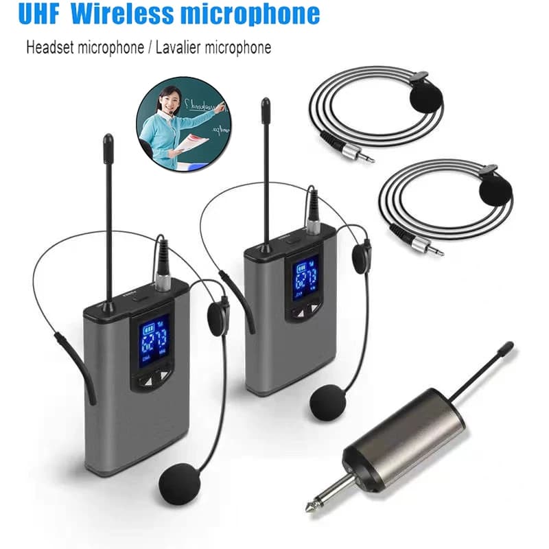 Microfono auricolare wireless portatile + sistema di microfono lavalier Insegnamento interviste vocale Registrazione live Vlog per iPhone Android PC