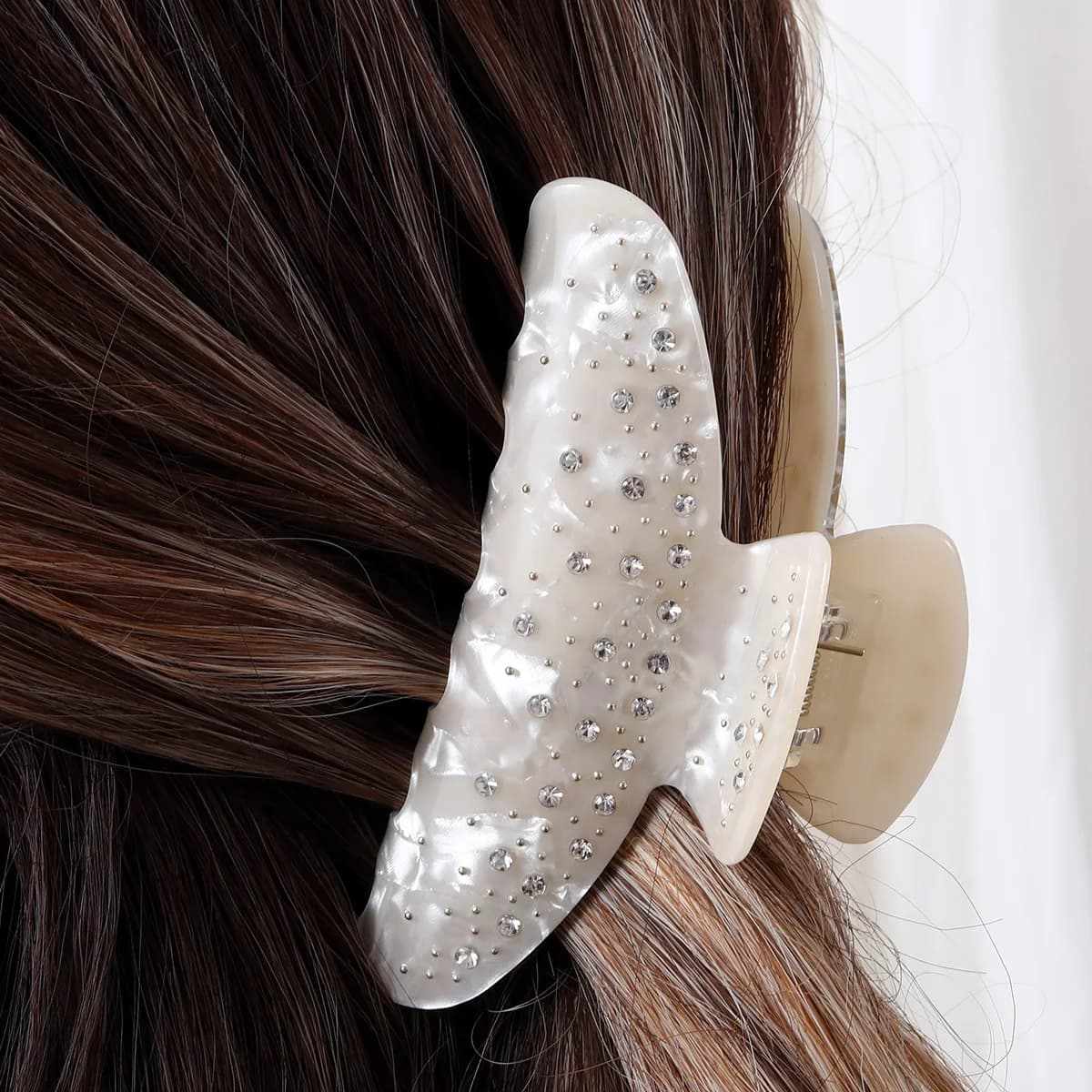 1pc elegante clip per artiglio per capelli in acetato con decorazioni in strass clip per mascella antiscivolo a tenuta forte copricapo per le donne