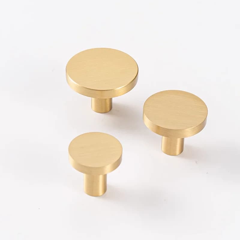 Manopole Rotonde in Ottone Dorato per Mobili da Cucina, Cassetti, Armadi e Porte - Confezione da 1