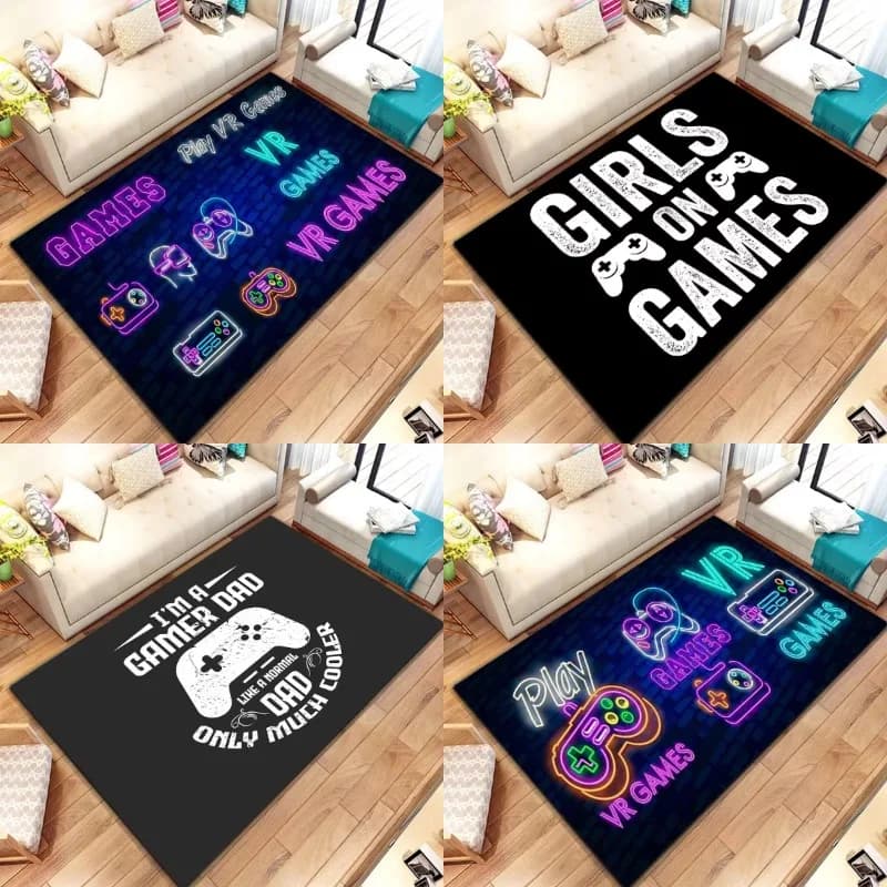Gamer Carpet Funny Black Game Controller Mats for Children Soft Rug Room Gaming Anime Gamer Chair Rug Large Rug Living Room Boys