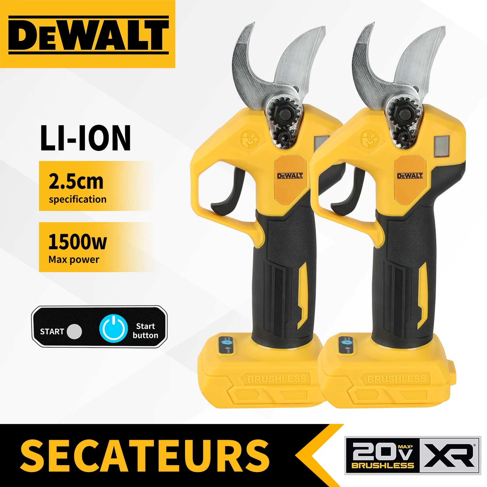 Forbici Elettriche Senza Spazzole Dewalt 45mm per Batteria Dewalt 20V, Cesoie Elettriche Senza Fili per Alberi da Frutto e Bonsai