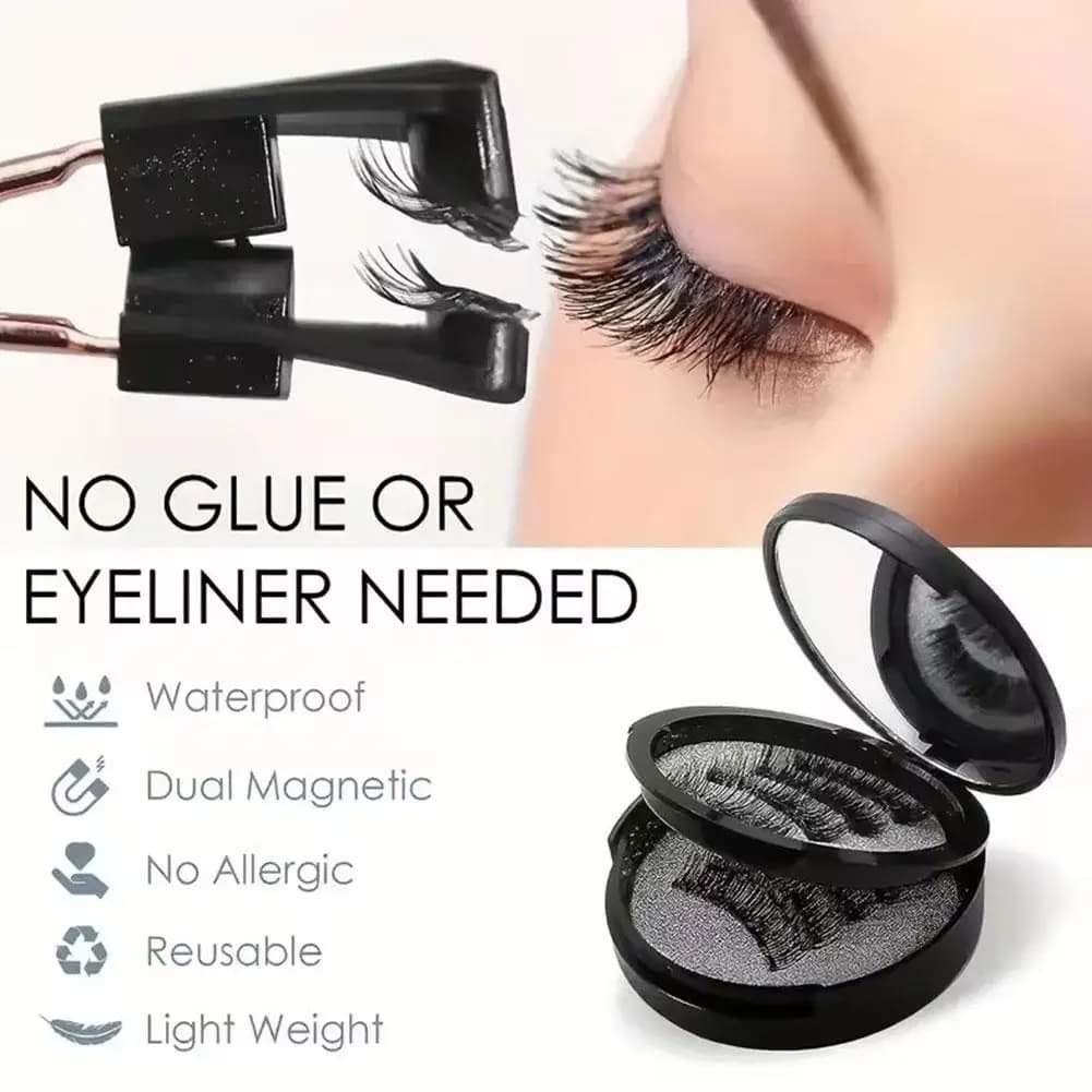 Kit di ciglia magnetiche senza colla con eyeliner liquido, ciglia finte 3D naturali voluminose riutilizzabili, strumenti per l'estensione delle ciglia per principianti