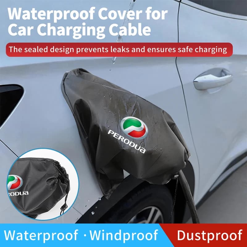 Car Oxford Cloth Charging Gun Rain Cover Charger Plug Cover Accessories For Perodua Axia Bezza Myvi Alza Ativa Aruz