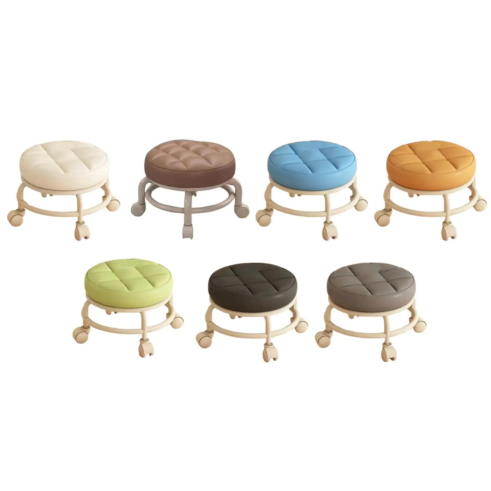 Sedile a rotelle Sgabello con rotelle Poggiapiedi Moderno e confortevole in pelle PU con rotelle girevoli per appartamento Salone Pedicure Garage Casa