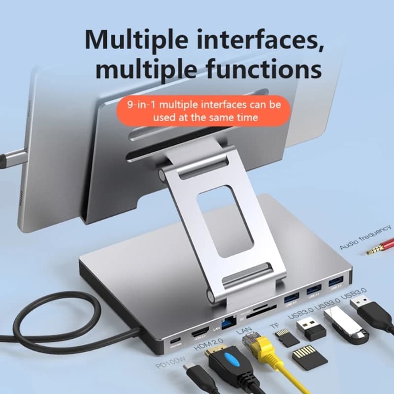 Docking Station USB C 9-IN-1 Dock Station supporto per Notebook supporto con 2 xhdmi4k Ethernet PD100W 5Gbps USB3.0 DropShipping