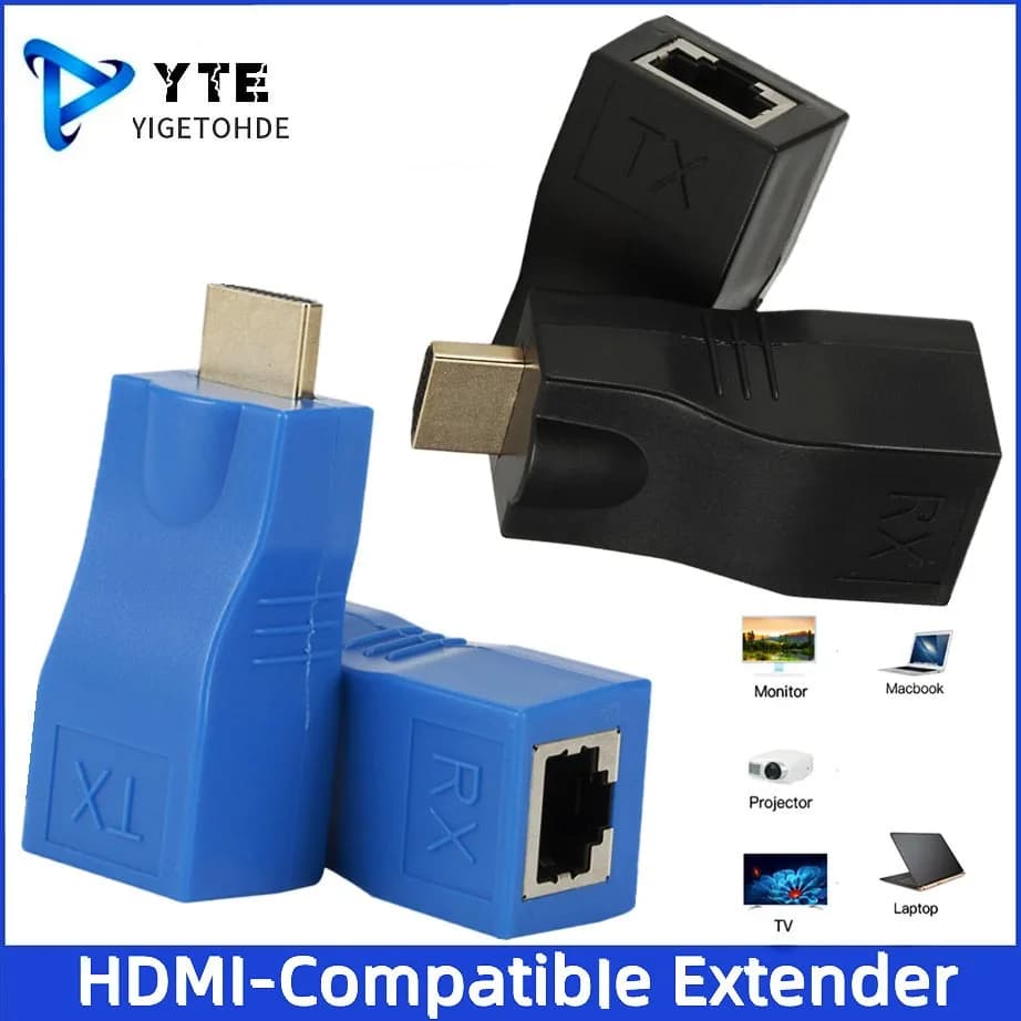 YIGETOHDE Extender compatibile HDMI RJ45 4K Extender 30M compatibile HDMI a RJ45 su adattatore Ethernet LAN di rete Cat 5e/6
