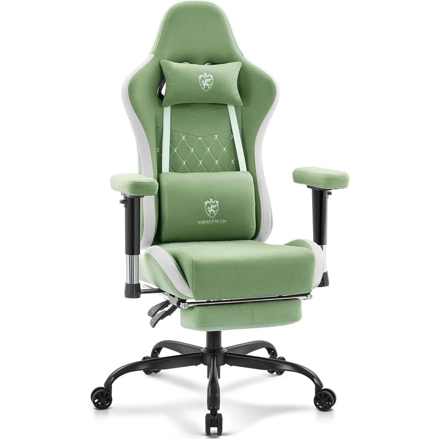 Sedia da Gaming in Tessuto Traspirante, Sedia da Ufficio Ergonomica Reclinabile con Poggiapiedi, Supporto Lombare Massaggiante e Cuscinetto in Gel, Regolabile