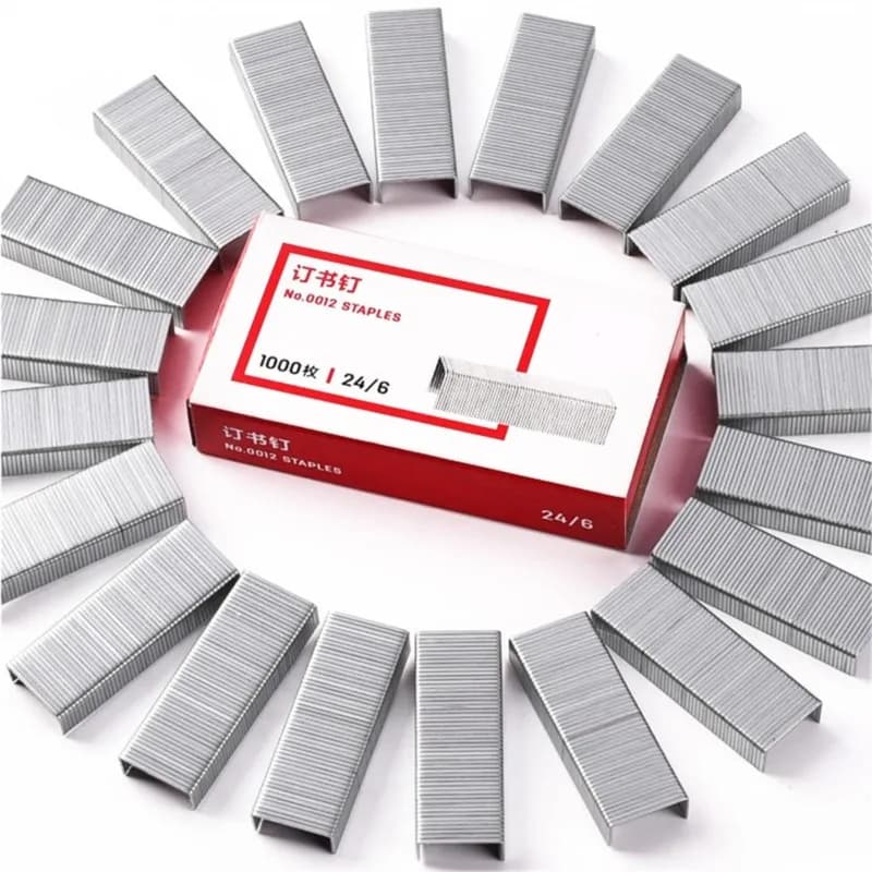 10 scatole/set 1000 pezzi/scatola NO.0012 Graffette per ufficio (24/6) per cucitrice, punti metallici fino a 25 pagine Forniture per ufficio in carta A4