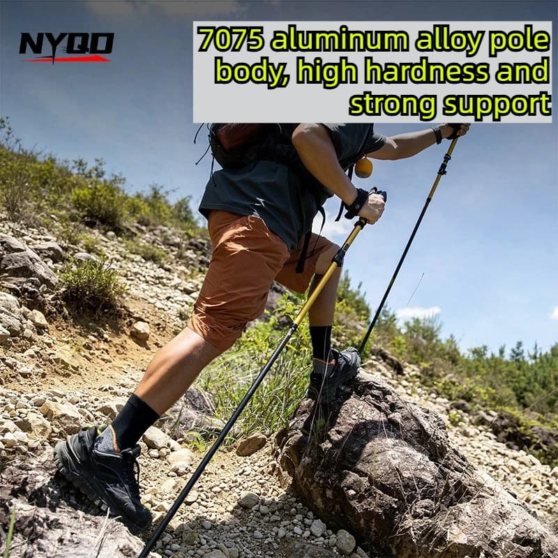 4 Section Folding Trekking Poles Ultralight Walking Sticks for Hiking Camping Outdoor Travel Adjustable Collapsible Hand Canes